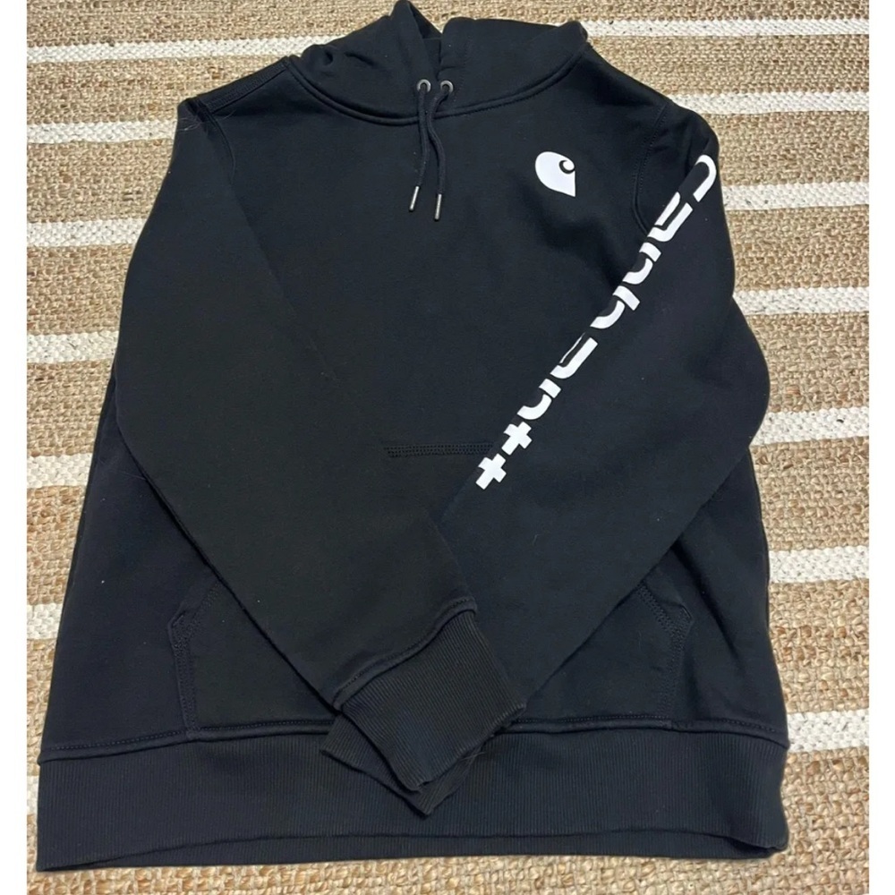 Carhartt Black Crewneck Sweater with White Sleeve Design